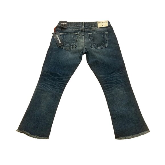 True Religion Karlie Low Rise Bell Bottom Crop Women's Size 26 Blue Jeans NWT - Picture 1 of 8